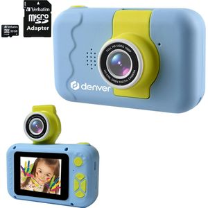 Denver Kindercamera Full HD - Incl. 32GB SD Kaart - Flip Lens voor Selfies - 40MP - Digitale Camera Kinderen - Foto en Video - Spelletjes - KCA1350 - Blauw