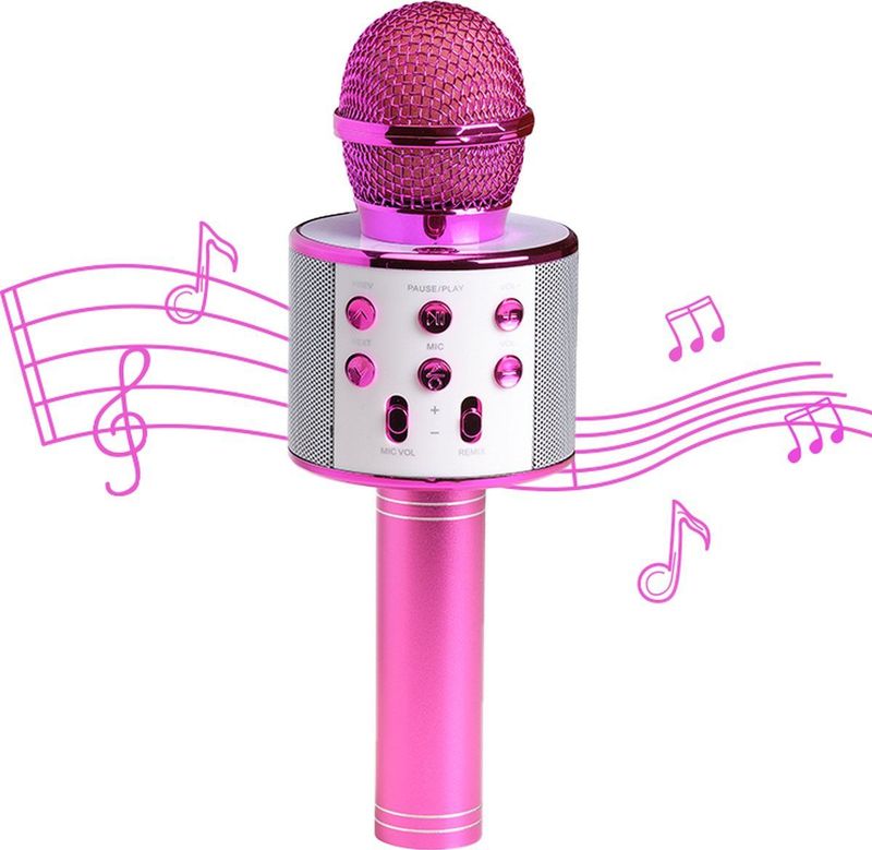 Denver Karaoke Microfoon Bluetooth - Draadloos - Karaoke Set - Ingebouwde Speaker - AUX - MicroSD - KMS20 - Roze