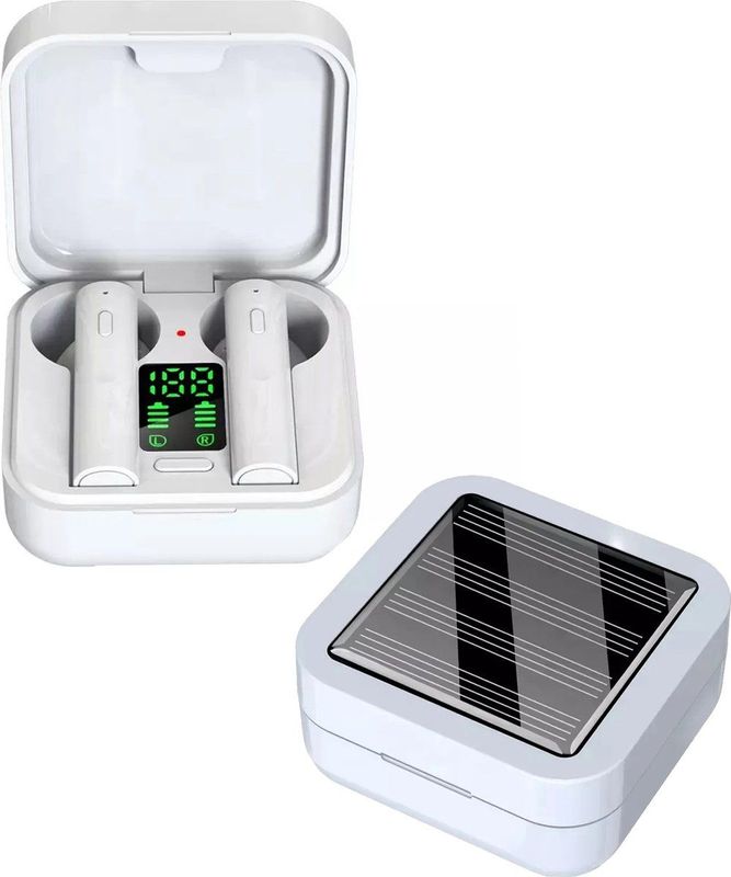 Denver - TWS62 - Draadloze Oordopjes - Wit - Bluetooth - Oplaadcase met Zonnepaneel