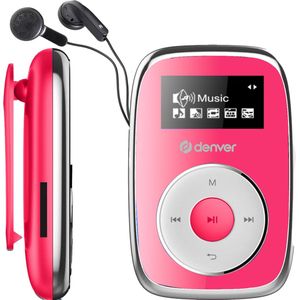 Denver MP3 Speler Incl. Oordopjes - uitbreidbaar tot 32GB - Shuffle modus - Kinderen & Volwassenen - Bevestigingsclip - AUX - MicroSD - MPS316 - Rood