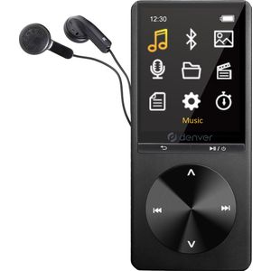 Denver MP3 / MP4 Speler - Bluetooth - USB - Shuffle - SD kaart tot 128GB - Incl. Oordopjes - Voice recorder - Dicatafoon - MP1820 - Zwart