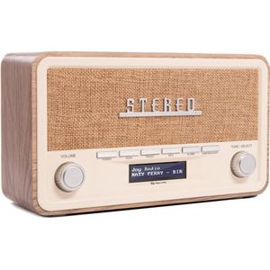 Denver DAB Radio - Retro Radio - Bluetooth - DAB+/ FM - Dimbaar - Batterijen & Netstroom - DAB18LW