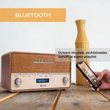 Denver - DAB36 - Retro Radio - Zwart/Grijs - Hout - Bluetooth