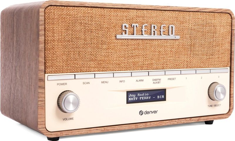 Denver - DAB36 - Retro Radio - Zwart/Grijs - Hout - Bluetooth