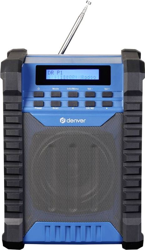 Denver Bouwradio DAB - Bluetooth - met Accu - AUX - FM - USB-C - Spatwaterdicht - WRD60