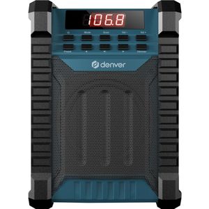 Denver Bouwradio - Bluetooth - met Accu - AUX - FM - USB-C - Spatwaterdicht - WRB60