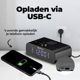 Denver Wekkerradio DAB met Bluetooth - Digitale Wekker - Opladen via USB-C - FM Radio - Dual Alarm - CRD515