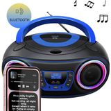 Denver - TDB212 - Draagbare DAB Radio CD Speler - Blauw - Bluetooth - Lichteffecten