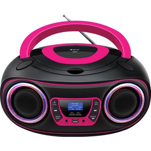 Denver Draagbare DAB Radio CD Speler Kinderen - Bluetooth - Lichteffecten - Boombox - AUX - FM - TDB212PINK