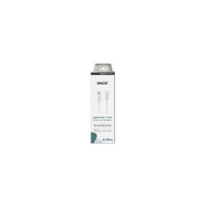 Sinox PRO Lightning Jack adapter m/original Apple™ chip. 0,15m. Hvid