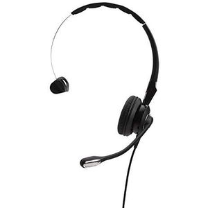 Jabra Biz 2400 II QD on-ear mono headset met snelkoppeling, lichtgewicht noise cancelling kabel-hoofdtelefoon met HD voice en zacht hoofdkussen voor tafeltelefoons, zwart/zilver