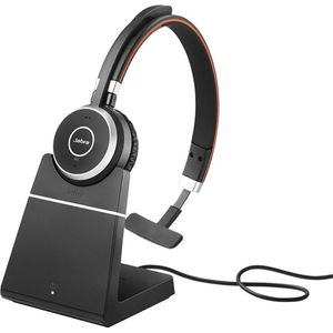 Jabra Evolve 65+ UC Mono - Headset - Zwart - Draadloos met Oplaadstand