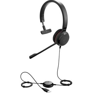 Jabra Evolve 20 SE Mono Headset – Microsoft Certified Headphones for VoIP Softphone with Passive Noise Cancellation – USB-A Cable with Controller – Black