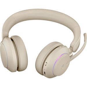Jabra Evolve2 65 Draadloze Headset – Microsoft Teams-gecertificeerde Stereokoptelefoon met Noise Cancelling en Lange Batterijduur – USB-A Bluetooth Adapter – Beige