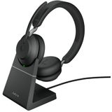 Jabra Evolve2 65 UC Stereo + Stand - Bluetooth Headset - on-ear - wireless - USB - noise isolating - black