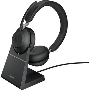 Jabra Evolve2 65 UC Stereo + Stand - Bluetooth Headset - on-ear - wireless - USB - noise isolating - black