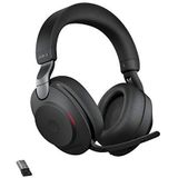 Jabra Evolve2 85 draadloze pc-headset – Noise Cancelling UC gecertificeerde stereo hoofdtelefoon met lange batterijduur – USB-A Bluetooth-adapter – zwart