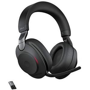 Jabra Evolve2 85 draadloze pc-headset – Noise Cancelling UC gecertificeerde stereo hoofdtelefoon met lange batterijduur – USB-A Bluetooth-adapter �– zwart