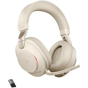 Jabra Evolve2 85 draadloze pc-koptelefoon, Microsoft Teams gecertificeerde stereo headset, lange levensduur, bluetooth-adapter, USB-A, beige