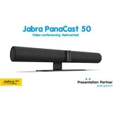 Jabra PanaCast 50 Panoramische 4K videobar - Conferentiecamera voor kleine en middelgrote ruimten met 180 graden gezichtsveld en 8 microfoons - EU-voedingsadapter - Zwart