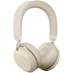 Jabra Evolve2 75 draadloze PC headset met 8-microfoontechnologie - dual-foam stereo headphone met ruisonderdrukking, USB-A Bluetooth-adapter en MS Teams-compatibiliteit - beige