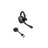 Jabra Engage 55 convertible draadloze headset met oorhaak, hoofdband, nekband, Link 400 USB-A DECT adapter, noise cancelling microfoon, groot bereik, gehoorbescherming - UC compatibel - zwart