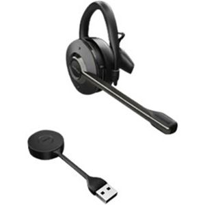 Jabra Engage 55 convertible draadloze headset met oorhaak, hoofdband, nekband, Link 400 USB-A DECT adapter, noise cancelling microfoon, groot bereik, gehoorbescherming - UC compatibel - zwart