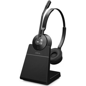 Jabra Engage 55 On Ear headset Telefoon DECT Stereo Zwart Incl. oplaad- en dockingstation, Volumeregeling, Microfoon uitschakelbaar (mute)
