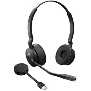 Jabra Engage 55 draadloze stereo headset met Link 400 USB-C DECT adapter - met noise cancelling microfoon en groot bereik - gecertificeerd voor Google Meet en Zoom, werkt met andere platformen - zwart