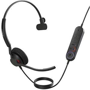 Jabra Engage 40 bedrade mono headset met inline call control, noise cancelling-technologie en USB-A kabel - ultra-lichtgewicht - MS Teams-gecertificeerd, werkt met alle andere platforms - zwart