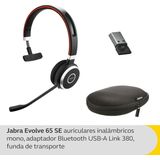 Jabra Evolve 65 Second Edition - MS Teams On Ear headset Telefoon Bluetooth, Radiografisch Mono Zwart Noise Cancelling, Ruisonderdrukking (microfoon) Headset,