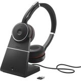 Jabra Evolve 75 SE Draadloze Stereo Bluetooth Headset - Met Noise Cancelling Microfoon, ANC en Oplaadhouder - Zwart