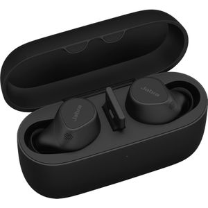 Jabra Evolve2 Buds In Ear oordopjes Bluetooth Stereo Zwart Ruisonderdrukking (microfoon), Noise Cancelling Oplaadbox, Microfoon uitschakelbaar (mute)