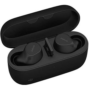 Jabra Evolve2 Buds True Wireless, ANC, MultiSensor Voice draadloze in-ear Bluetooth-hoofdtelefoon en draadloze inductie-oplader, MS Teams gecertificeerd, compatibel met andere oplossingen, zwart