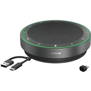 Jabra Speak2 75 Draadloze Bluetooth Speakerphone - USB-C Adapter - 4 Noise Cancelling Microfoons - 65mm Luidspreker - MS Teams Compatibel - Donkergrijs