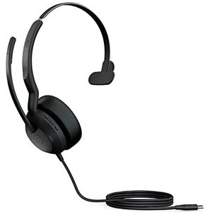 Jabra Evolve2 50 - Kabelgebundenes Mono-Headset Air Comfort - Mikrofone mit aktiver Geräuschunterdrückung (ANC) - kompatibel mit Allen UC-Plattformen wie Zoom und Google Meet - Schwarz
