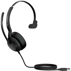 Jabra Evolve2 50 bedrade mono headset met Jabra Air Comfort-technologie, noise cancelling mics en Active Noise Cancellation - werkt met toonaangevende UC-platforms zoals Zoom en Google Meet - zwart