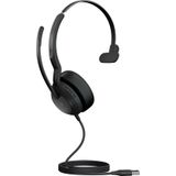 Jabra Evolve2 50 bedrade mono headset met Jabra Air Comfort-technologie, noise cancelling mics en Active Noise Cancellation - MS Teams-gecertificeerd, werkt met alle andere platforms - zwart