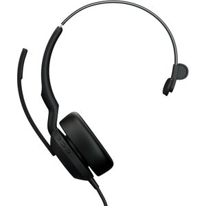 Jabra Evolve2 50 bedrade mono headset met Jabra Air Comfort-technologie, noise cancelling mics en Active Noise Cancellation - MS Teams-gecertificeerd, werkt met alle andere platforms - zwart