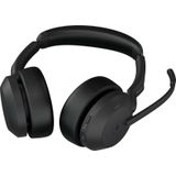 Jabra Evolve2 55 Draadloze stereo hoofdtelefoon met oplaadstandaard, Air Comfort-technologie, ruisonderdrukkende microfoons, actieve ruisonderdrukking, MS Teams gecertificeerd, compatibel met alle
