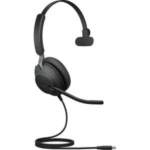 Jabra Evolve2 40 SE - Bedrade mono headset gecertificeerd voor UC, met USB-C incl. verlengkabel