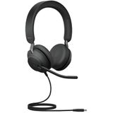 Jabra Evolve2 40 SE Bedraad - extra lange USB-C kabel, noise cancelling stereo headset met 3-microfoongesprekstechnologie - werkt met Unified Communications platforms zoals Zoom en Google Meet - zwart