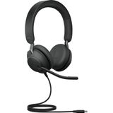 Jabra Evolve2 40 SE bedrade noise cancelling stereo headset met 3-microfoongesprekstechnologie en USB-C kabel - werkt met alle Unified Communications platforms zoals Zoom en Google Meet - zwart