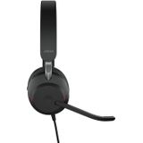 Jabra Evolve2 40 SE bedrade noise cancelling stereo headset met 3-microfoongesprekstechnologie en USB-C kabel - werkt met alle Unified Communications platforms zoals Zoom en Google Meet - zwart
