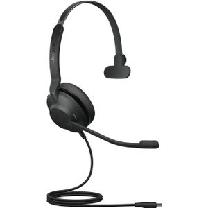 Jabra Evolve2 30 SE bedrade hoofdtelefoon met 2 microfoon-oproeptechnologie en USB-C-kabel, werkt met alle uniforme communicatieplatforms zoals Zoom en Google Meet zwart