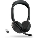 Jabra Evolve2 65 Flex Stereo Headset met Bluetooth, draadloze oplaadstandaard, Jabra ClearVoice ruisonderdrukkingstechnologie en hybride ANC - werkt met alle UC-platforms - zwart
