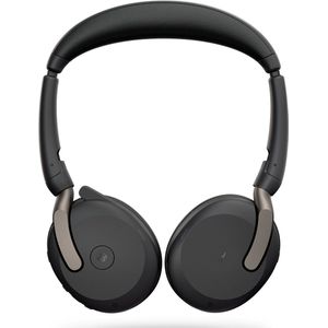 Jabra Evolve2 65 Flex Link380a MS On Ear headset Computer Bluetooth Stereo Zwart Noise Cancelling Headset, Microfoon uitschakelbaar (mute), Volumeregeling,