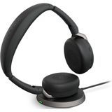 Jabra Evolve2 65 Flex stereo hoofdtelefoon met bluetooth, draadloze oplader, Jabra ClearVoice en ANC hybride technologie, compatibel met alle grote UC-platforms, zwart