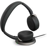 Jabra Evolve2 65 Flex stereo hoofdtelefoon met bluetooth, draadloos oplaadstation, Jabra ClearVoice ruisonderdrukkingstechnologie en hybride ANC-gecertificeerd voor MS Teams, zwart