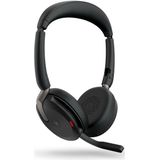 Jabra Evolve2 65 Flex Stereo Headset met Bluetooth, draadloze oplaadstandaard, Jabra ClearVoice Noise Cancelling Technology en hybride ANC gecertificeerd voor MS Teams, zwart